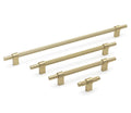 Knurled cabinet handle - Brushed brass