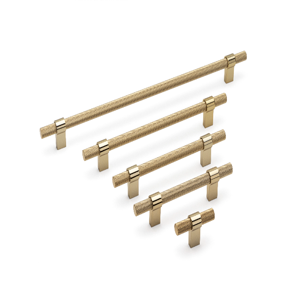 Knurled cabinet handle - polished gold