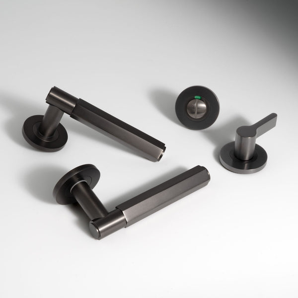 Spitfire HEX door lever on rose - solid brass