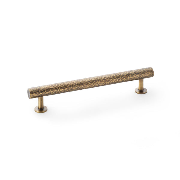 Leila Hammered Cabinet Pull Handle (solid brass) C160mm (L196mm) - Antique brass