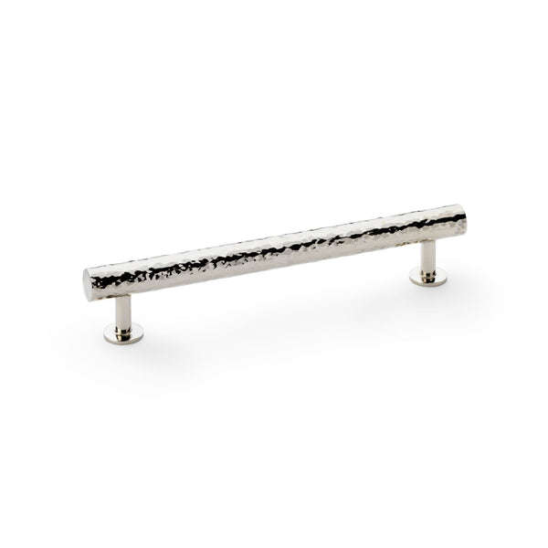 Leila Hammered Cabinet Pull Handle (solid brass) C160mm (L196mm) - Polished nickel