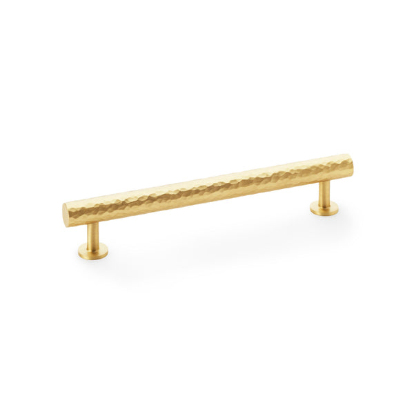 Leila Hammered Cabinet Pull Handle (solid brass) C160mm (L196mm) - Satin brass