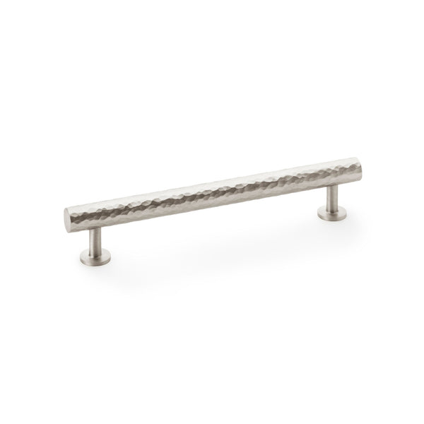 Leila Hammered Cabinet Pull Handle (solid brass) C160mm (L196mm) - Satin nickel