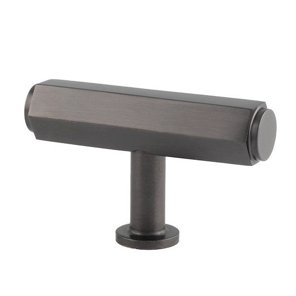 Vesper Hex T-Bar Cabinet Knob (solid brass) - Dark bronze