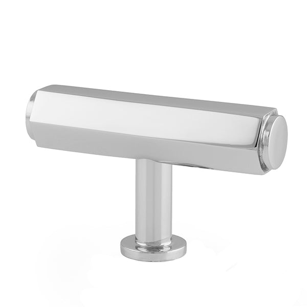 Vesper Hex T-Bar Cabinet Knob (solid brass) - Polished nickel