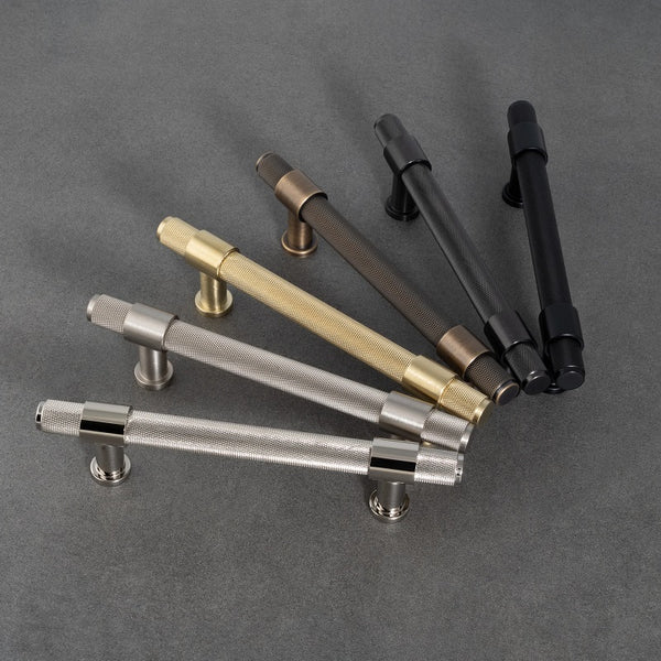 Kingston KNURLED Cabinet Pull Handle - solid brass