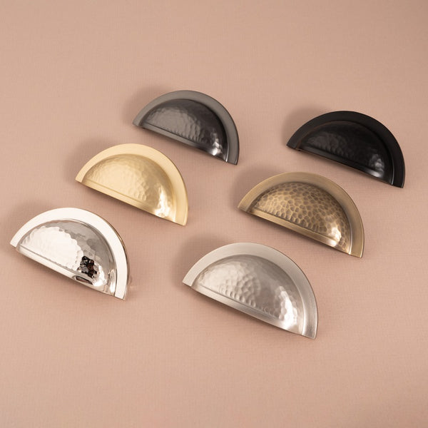 Bardom HAMMERED cabinet cup pull - solid brass