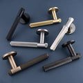 Kingston KNURL door lever on rose - solid brass