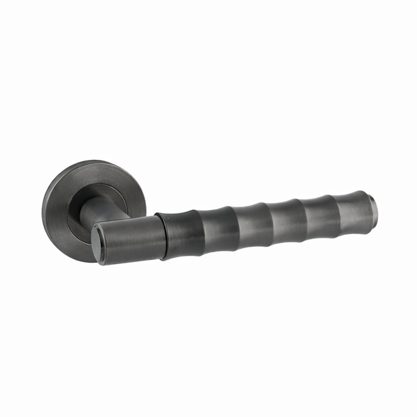 Bamboo door handle lever on rose - graphite