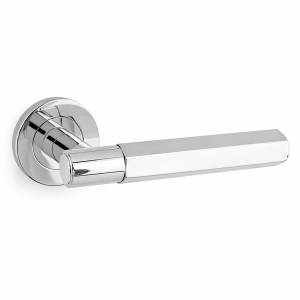 Spitfire lever Hex on 50x6mm  on-rose -  Polished Chrome