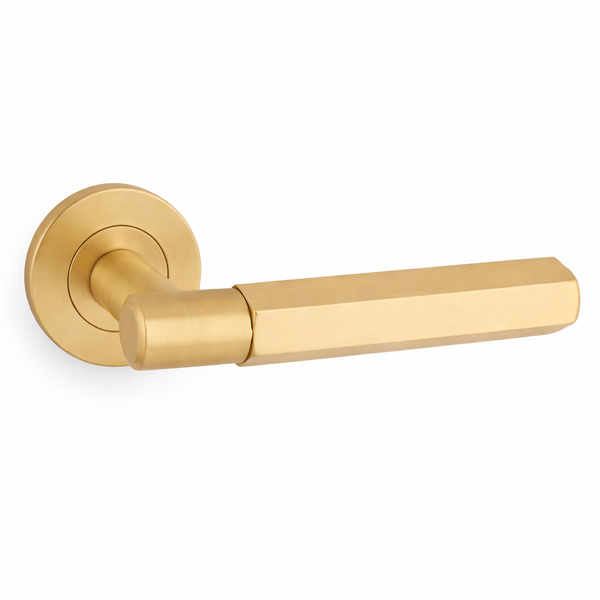 Spitfire lever Hex on 50x6mm  rose - solid brass