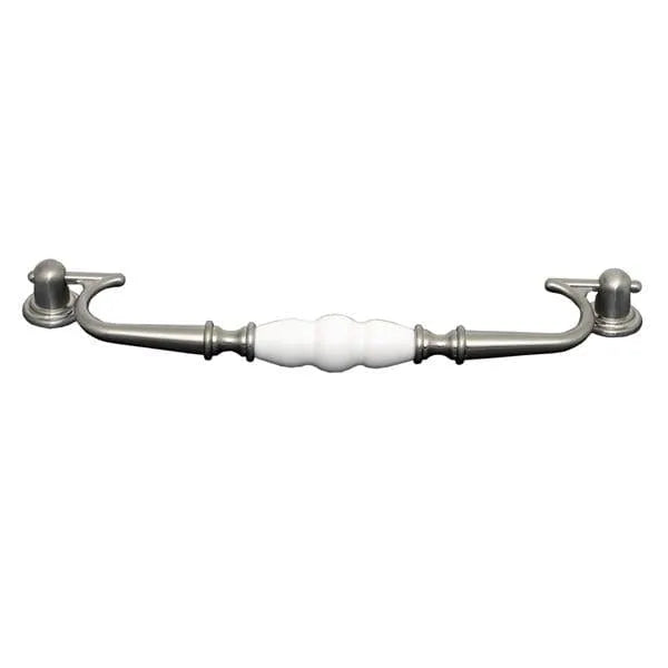 Chrome drop pull handle white porcelain middle