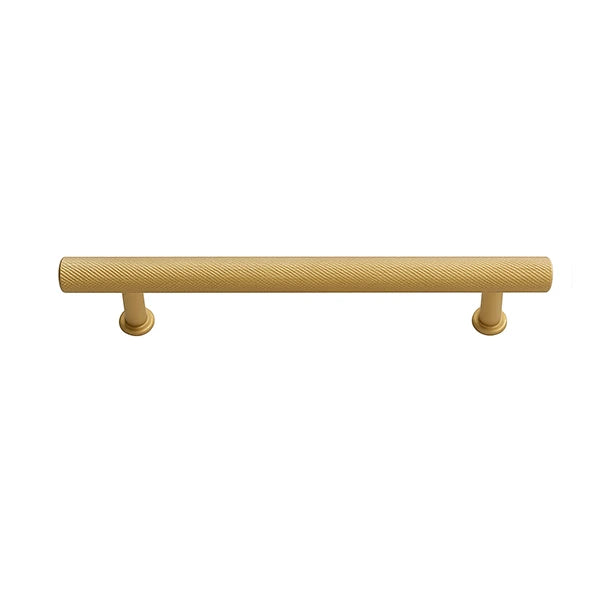 knurled bar cabinet handle - matt gold 192mm