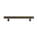 knurled bar cabinet handle - antique brass 192mm