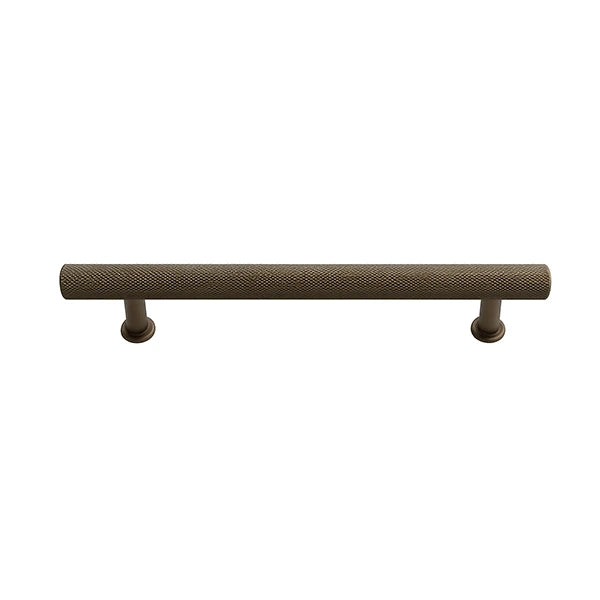 knurled bar cabinet handle - antique brass 192mm