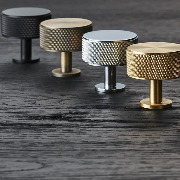 KNURLED radio cabinet knob D35mm - solid brass