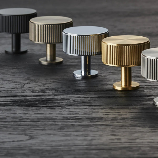 LINED radio cabinet knob D35mm - solid brass