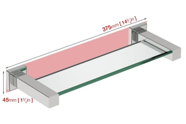 Stainless steel & glass shelf - polished 330mm