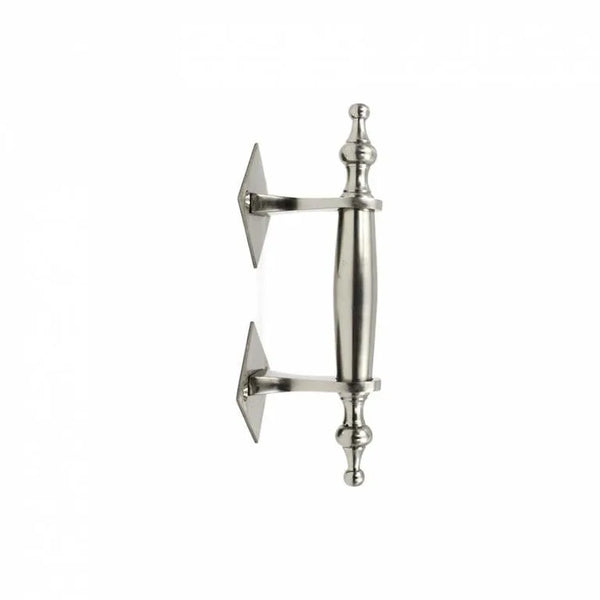 Door pull handle on diamond rose - Satin nickel (Various sizes)