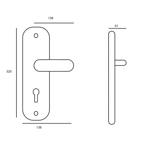 Agata on plate door handle