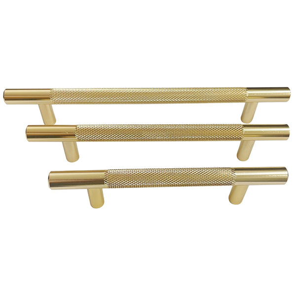 Knurled bar cabinet handles - Satin brass