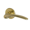 MOLO PVD stainless steel solid lever handle on rose with escutcheons, PVD brass finish
