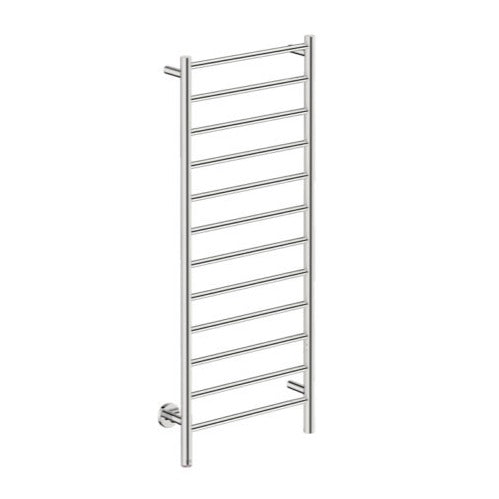 Natural 12 Bar 500mm Straight Heated Towel Rail with PTSelect Switch.