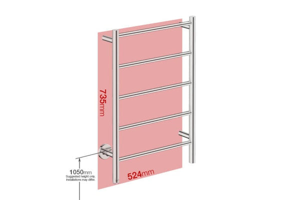 Heated towel rail -  5 Bar with TDC