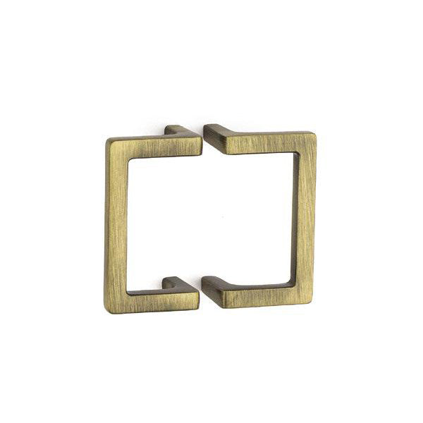 Double rectangle handle - Antique brass - 128mm