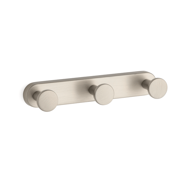 Triple round edge hook - satin nickel