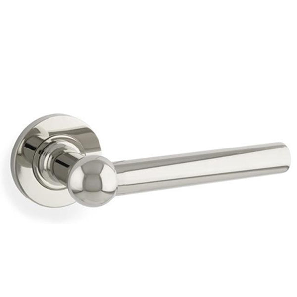 Siskin lever on 50x6mm rose,  solid brass,  PVD Polished Nickel