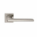 Metal door handle on a white background