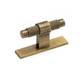 A bronze-colored metal T knob with a backplate, featuring a textured grip on the T-bar and a flat base backplate.