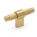 cabinet T Knob Knurled - Brushed Brass