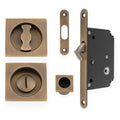 AW111 SQUARE Sliding Door Set - Solid Brass