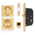 AW111 SQUARE Sliding Door Set - Solid Brass