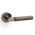 Hurricane KNURLED door lever on rose - solid brass