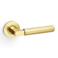 Hurricane KNURLED door lever on rose - solid brass
