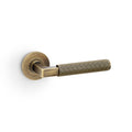Hurricane REEDED door lever on rose - solid brass