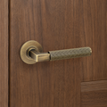 Hurricane REEDED door lever on rose - solid brass