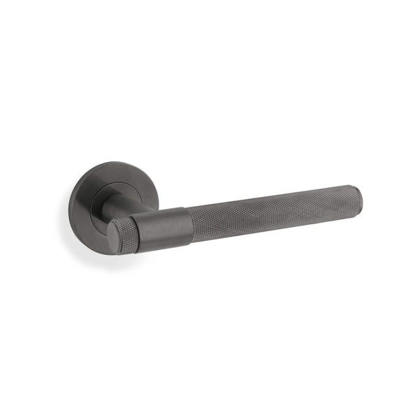 Kingston KNURL door lever on rose - solid brass