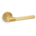 Kingston REEDED door lever on rose - solid brass