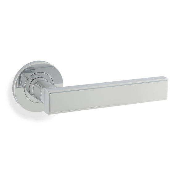 Jesper door lever on rose - solid brass