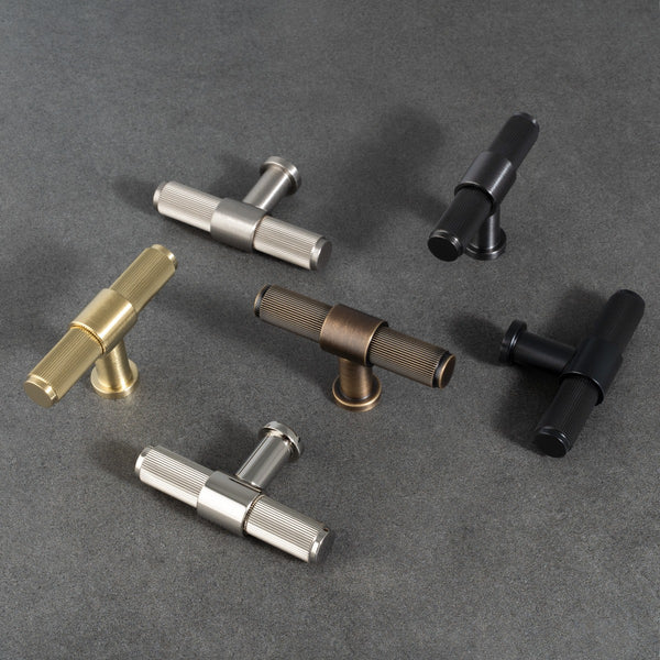 Kingston REEDED Cabinet T-Bar - solid brass