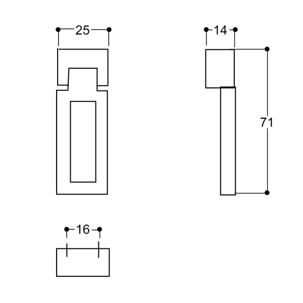 Drop Ring Rectangle 24mm - Polished Brass