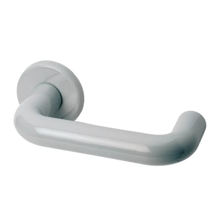 Nylon lever handle on rose with escutcheons - grey
