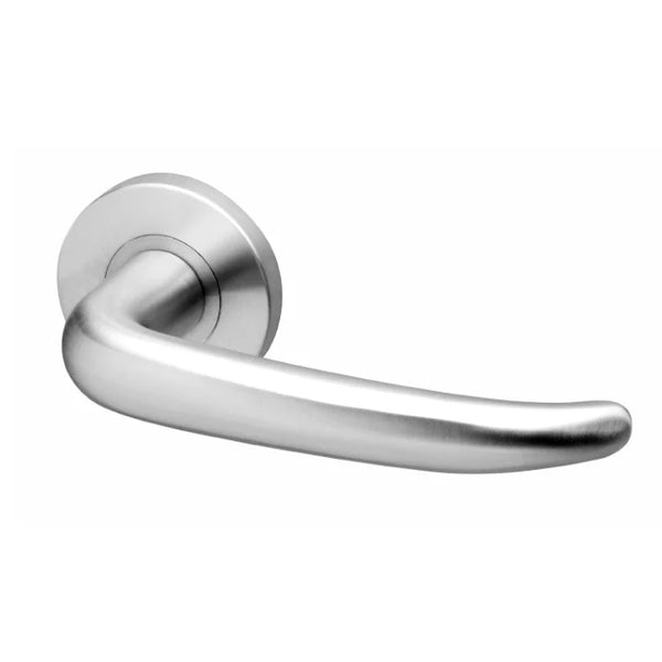 Solid stainless steel on rose with escutcheons - smooth curve