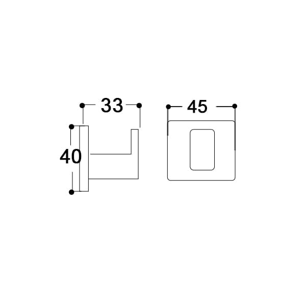 Single square hook - satin nickel