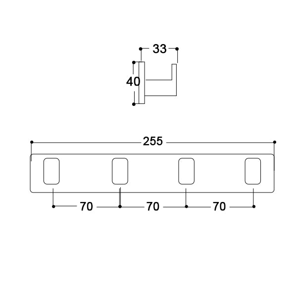 Quad Square Edge Hook - Satin Nickel