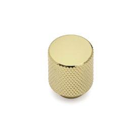 Round knob knurled - polished gold